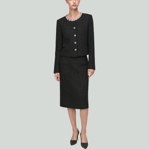 Rhinestone and Sequin Round-Neck Long-Sleeve Dress