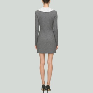 Detachable Lace Collar Knit Dress