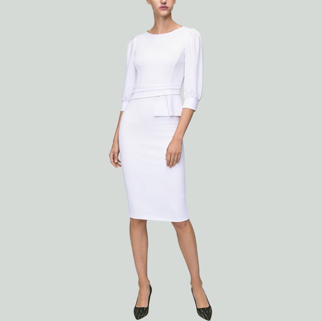 Solid-Color Crew-Neck Slim-Fit Dress