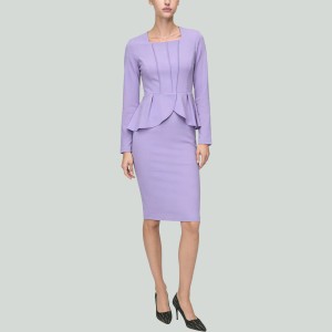 Elegant Long Sleeve Ruffle Button Trim Dress