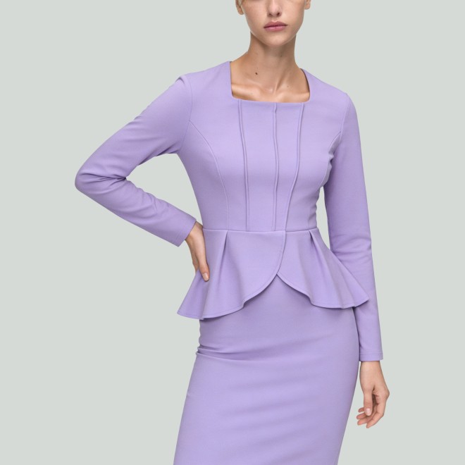 Elegant Long Sleeve Ruffle Button Trim Dress