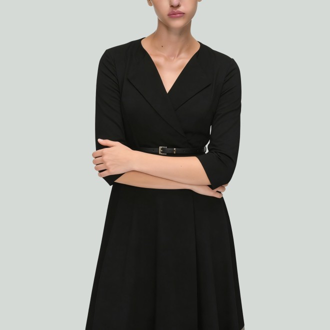Autumn Winter V-Neck High Waist A-Line Dress