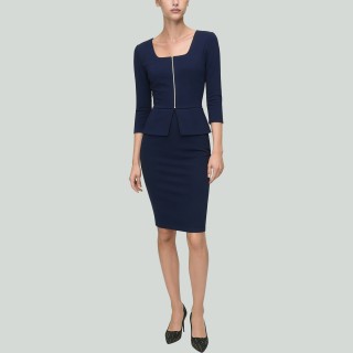 Polyester Spandex Pencil Career Dress