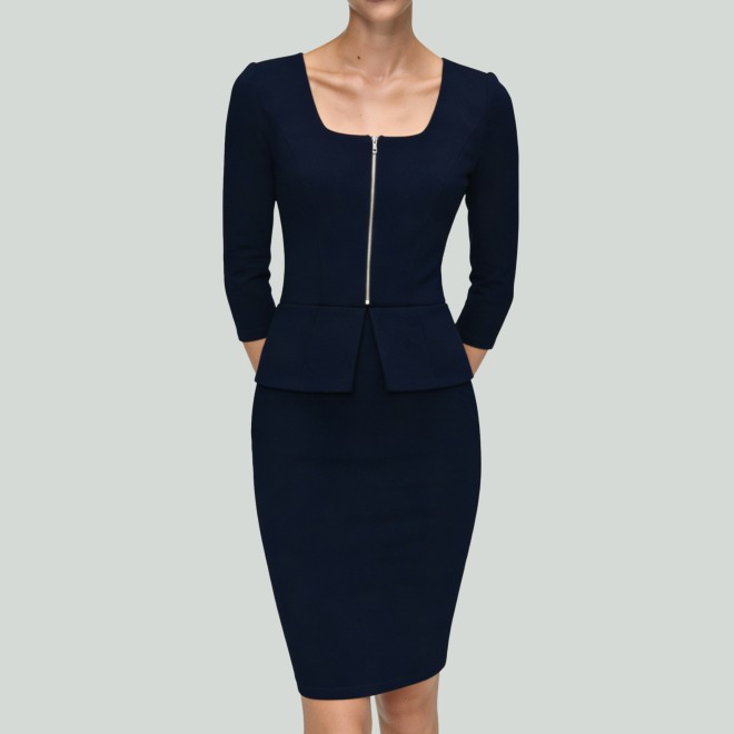 Polyester Spandex Pencil Career Dress