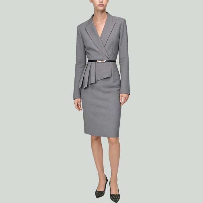 Grey High-Waisted Slim-Fit Dress