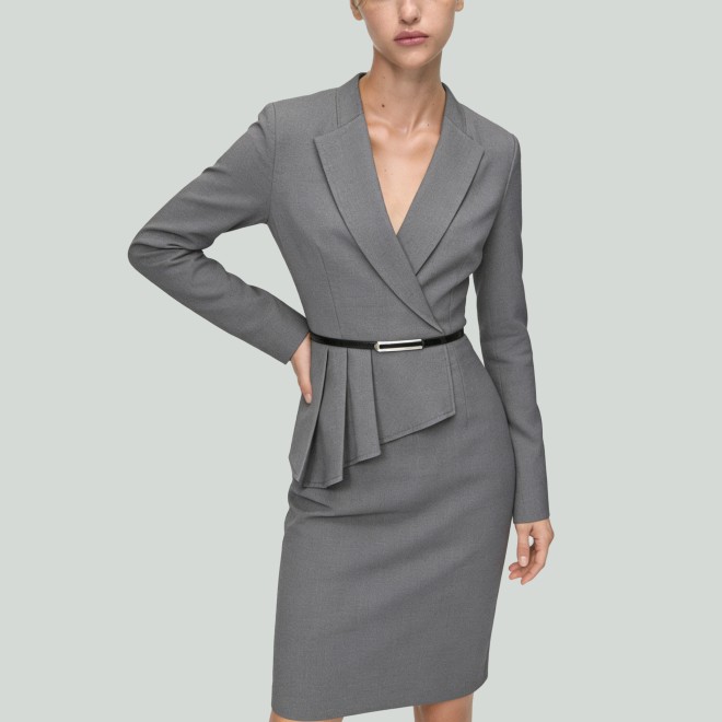 Grey High-Waisted Slim-Fit Dress