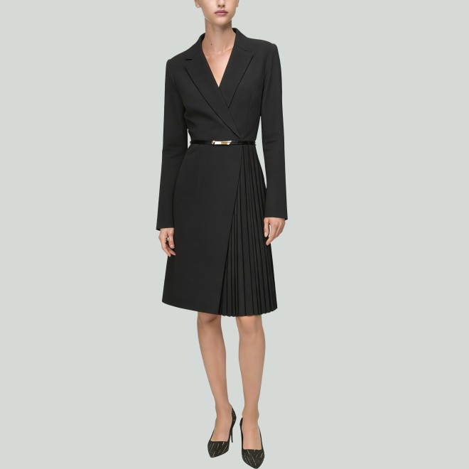 Seven Sleeve Anti Wrinkle Velour Dot Dress