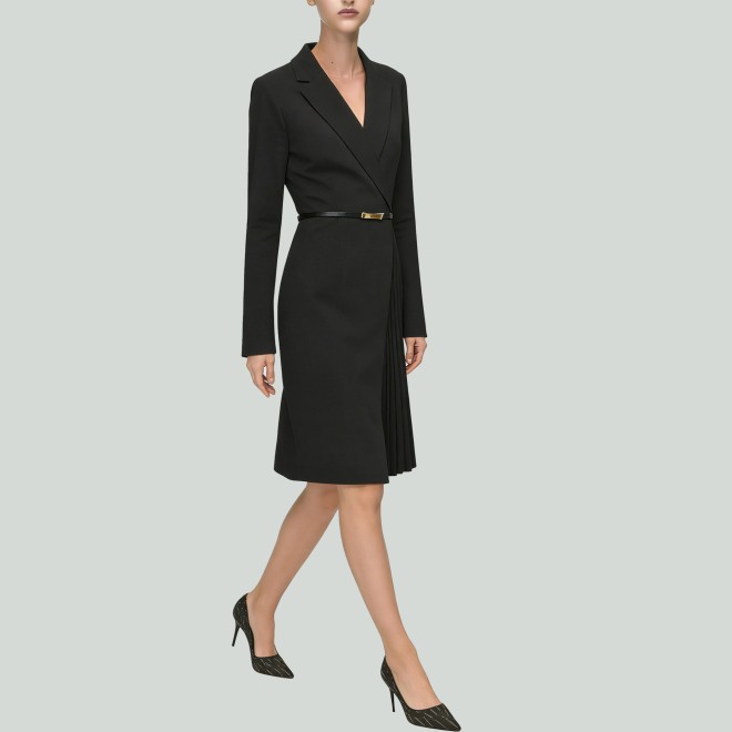 Seven Sleeve Anti Wrinkle Velour Dot Dress