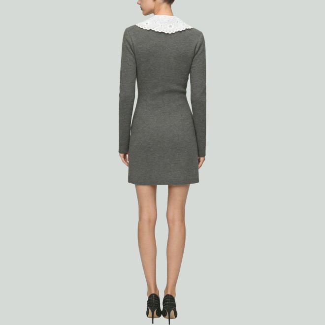 Lace Peter Pan Collar Knitted A-Line Mini Dress