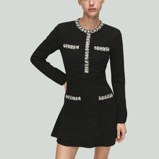 French Knit Sequin A-Line Skirt