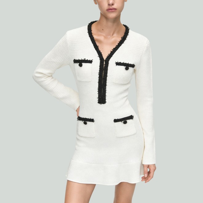 Beaded V-Neck Knitted Mermaid Dress