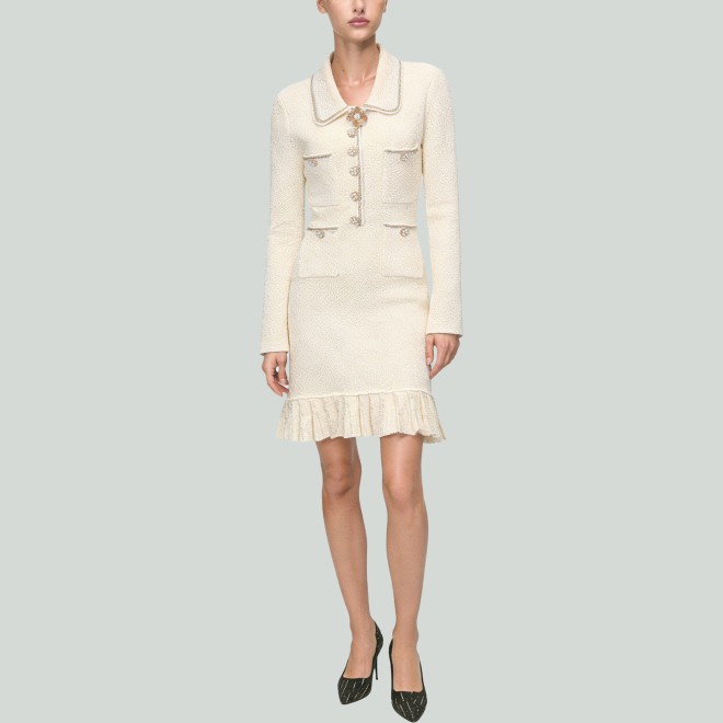 Vintage French Knit Sequin Bodycon Mini Dress