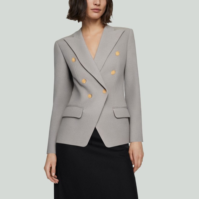 Double-Breasted Metal Button Short Women's Blazer