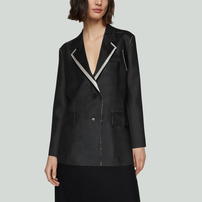 Retro Contrast Color Loose Raw Edge Women's Blazer