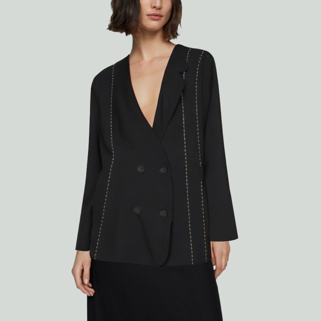 Striped V-Neck Casual Blazer for Women