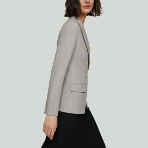Double-Breasted Metal Button Short Women's Blazer