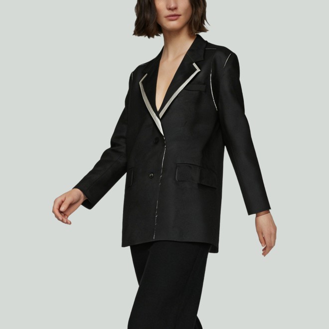 Retro Contrast Color Loose Raw Edge Women's Blazer