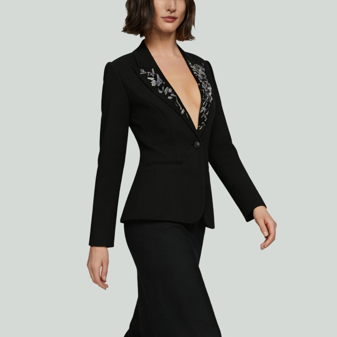 Women's Beaded Collar Casual Blazer