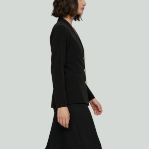 Velvet V-Neck Metal Button Women's Blazer