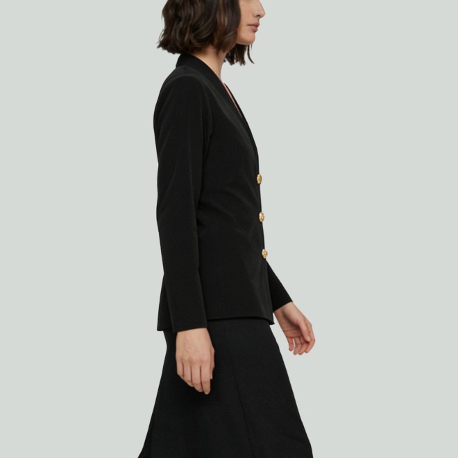 Velvet V-Neck Metal Button Women's Blazer