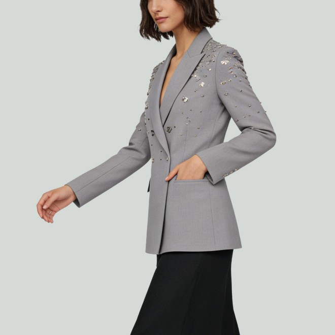 Beaded Sequin Casual Loose Women's Blazer