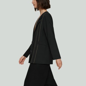 Striped V-Neck Casual Blazer for Women