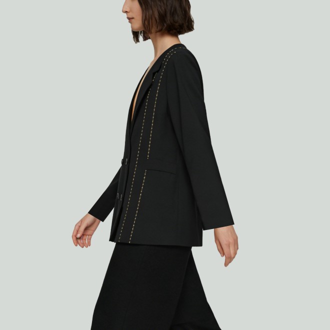 Striped V-Neck Casual Blazer for Women