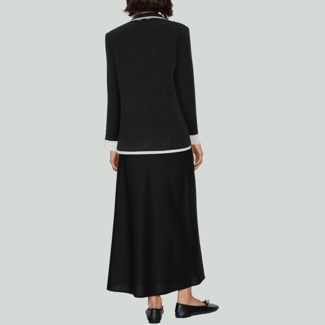 Color-block Raw-edge Asymmetrical-front Jacket