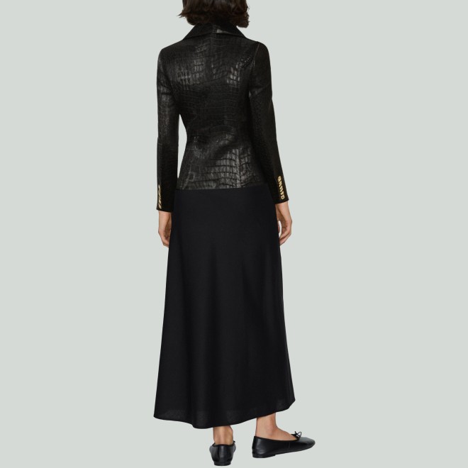 Metal Buckle Waist PU Leather Jacket