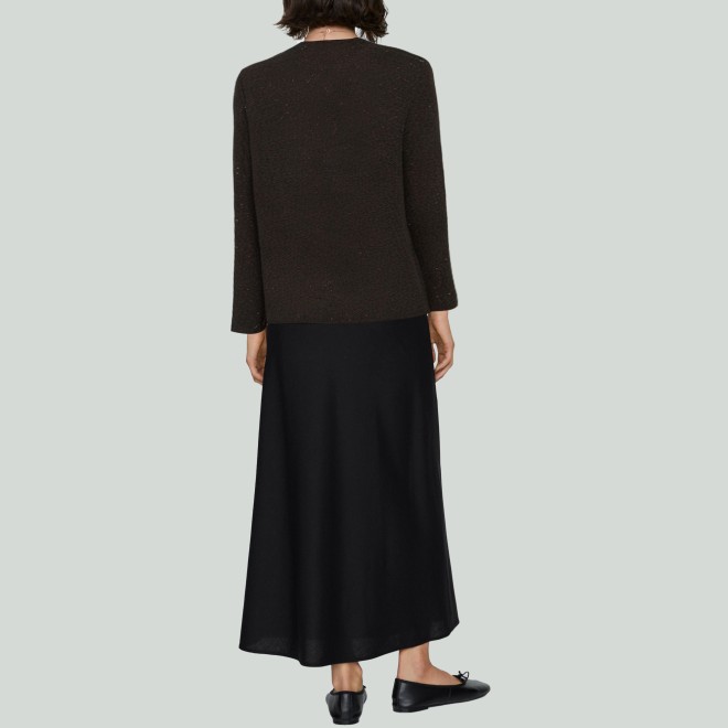 Metal Button Sequined Four-Pocket Knit Cardigan