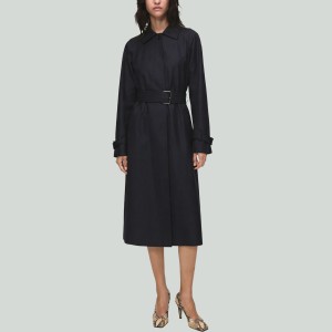 Minimalist Lapel Coat with Tie Belt