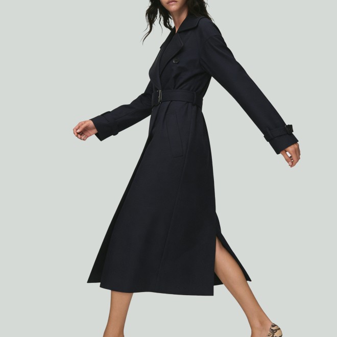 Minimalist Lapel Coat with Tie Belt