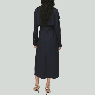 Minimalist Lapel Coat with Tie Belt