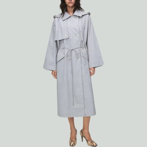 Simple Loose Hooded Long Trench Coat