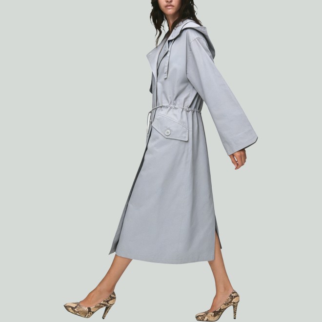 Simple Loose Hooded Long Trench Coat