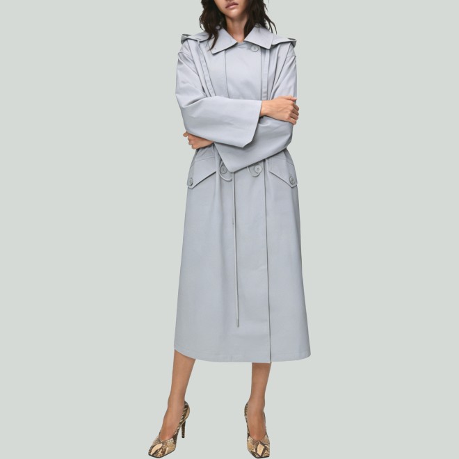 Simple Loose Hooded Long Trench Coat