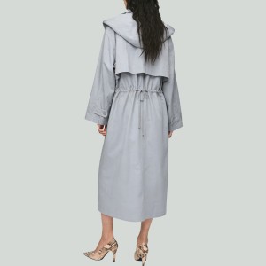 Simple Loose Hooded Long Trench Coat