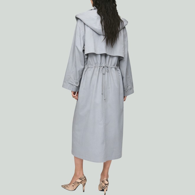Simple Loose Hooded Long Trench Coat