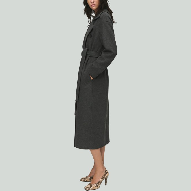 Women's Long Double-Breasted Belted Cashmere Trench Coat