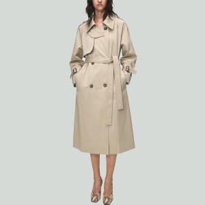 Double Breasted Lace-Up Long Trench Coat