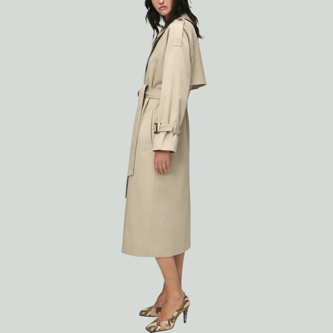 Double Breasted Lace-Up Long Trench Coat