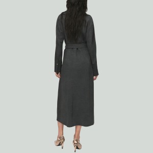 Women's Long Double-Breasted Belted Cashmere Trench Coat