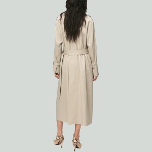 Double Breasted Lace-Up Long Trench Coat