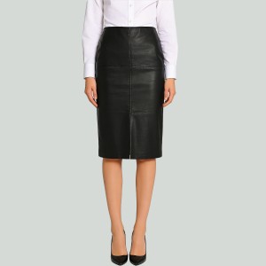 Women's PU Leather High-Waist Pencil Long Skirt