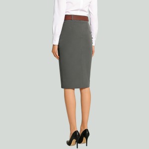 Shiny Detail High Waist Back Slit Pencil Skirt