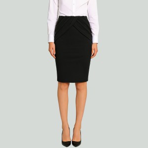 Solid Color Wrapped Pencil Skirt