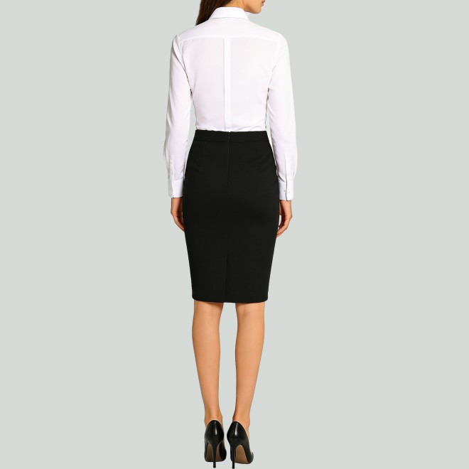 Solid Color Wrapped Pencil Skirt