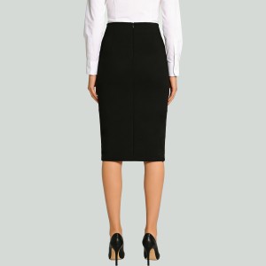 Vintage Button Decorated Back Slit High Waist Pencil Skirt