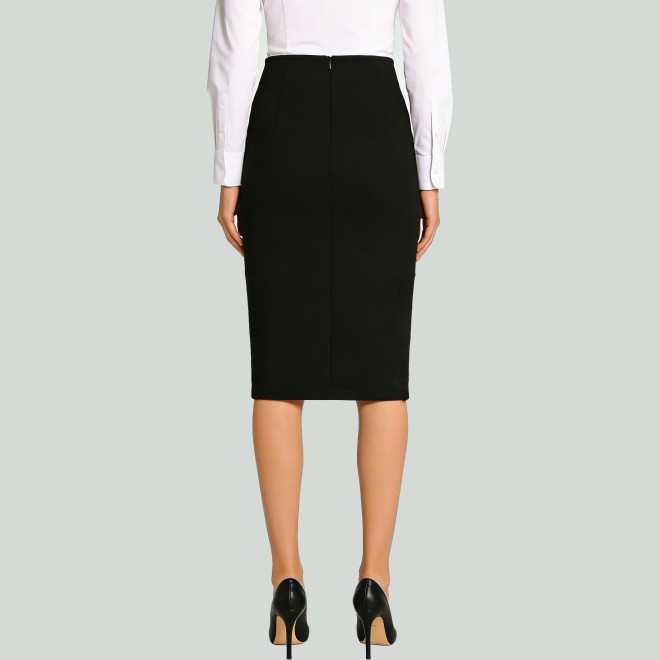 Vintage Button Decorated Back Slit High Waist Pencil Skirt