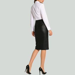 Women's PU Leather High-Waist Pencil Long Skirt